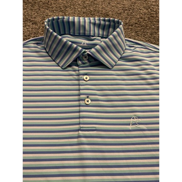 Rhoback Polo Shirt Mens M Blue Stripe Embroidered Casual Performance Golf Lot 3 - Picture 3 of 16
